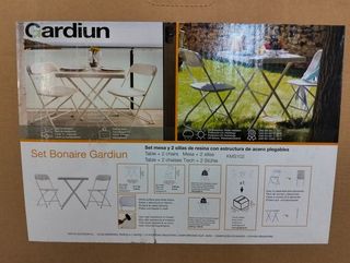Set Jardín Plegable Gardiun 1 Mesa + 2 Sillas Blanca