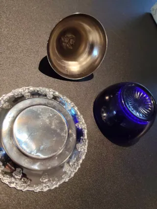 Azucarero Cristal Azul con Tapa y Plato