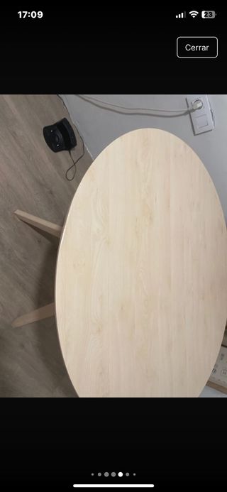 Mesa redonda de abedul