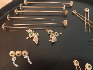 Aderezos Fallera Niña Oro y Verde