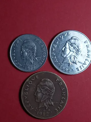 Lote 3 Monedas Polinesia Francesa