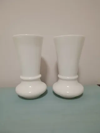 2 Jarrones Vintage Cristal Blanco