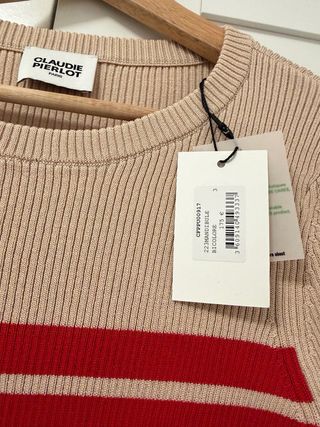 Jersey Claudie Pierlot rayas beige y rojo