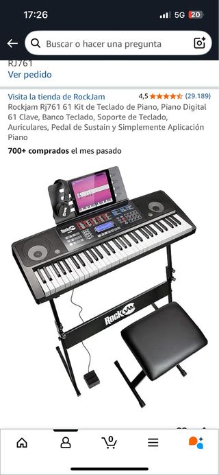 Teclado RockJam con soporte y banqueta
