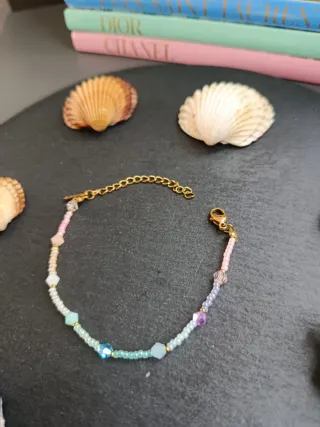 Bracciale perline oro e multicolor