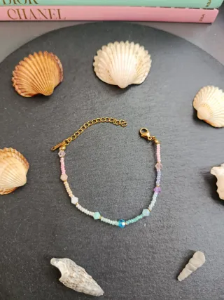 Bracciale perline oro e multicolor