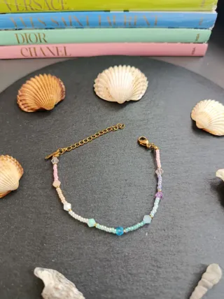 Bracciale perline oro e multicolor