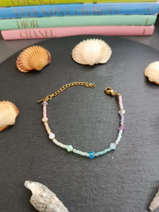 Bracciale perline oro e multicolor