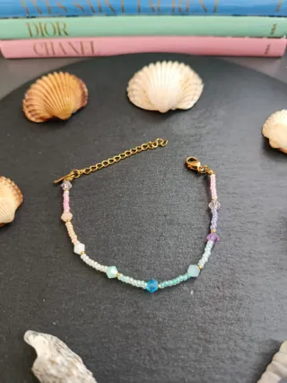 Bracciale perline oro e multicolor