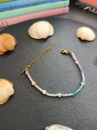 Bracciale perline oro e multicolor