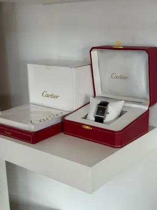 Cartier Tank Must Reloj Azul y Plateado