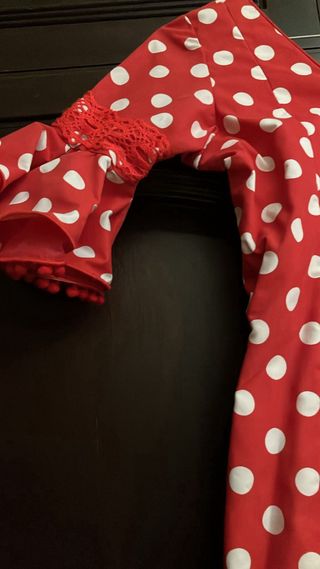 Traje de Flamenca Rojo Lunares Blancos