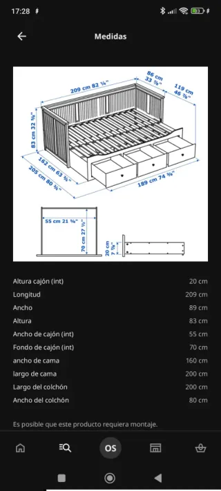 Diván Ikea HEMNES Blanco con Colchones