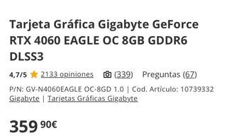Tarjeta Gráfica Gigabyte GeForce RTX 4060