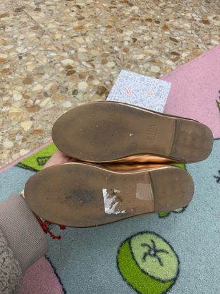 Manoletinas niña El Corte Inglés rosa/dorado