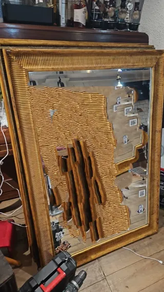 Espejo dorado marco madera