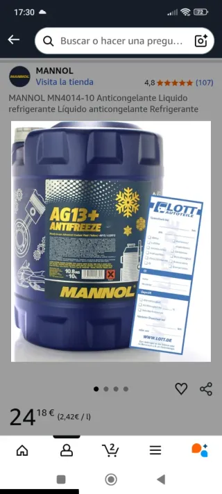 Anticongelante MANNOL G13 NUEVO precintado