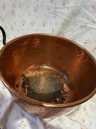 Olla o caldero de Cobre con Asas Hierro Forjado