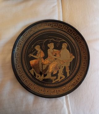 Plato Cerámica Griego Dorado