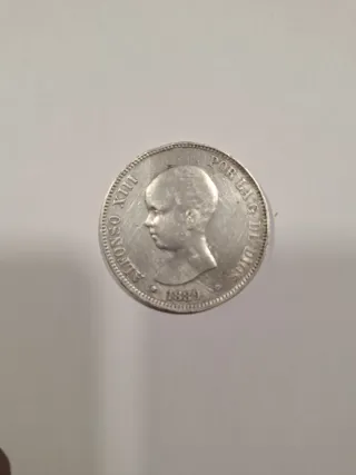 Moneda 5 Pesetas Alfonso XIII 1889 Plata