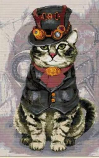 Kit Punto de Cruz Gato Steampunk