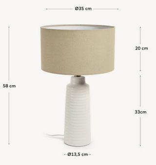 Lámpara cerámica blanca pantalla beige