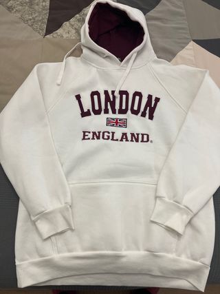 Sudadera London England Blanca y Morada