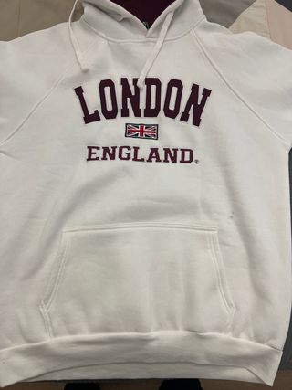 Sudadera London England Blanca y Morada