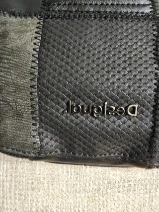 Bolso Desigual Negro Patchwork Piel