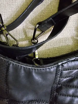 Bolso Desigual Negro Patchwork Piel