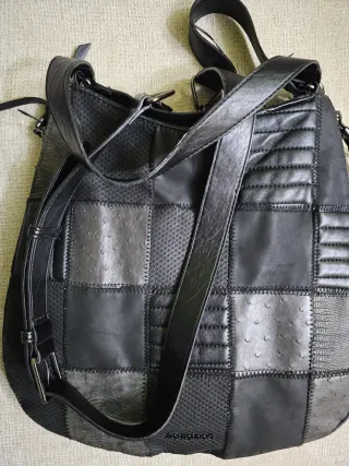 Bolso Desigual Negro Patchwork Piel