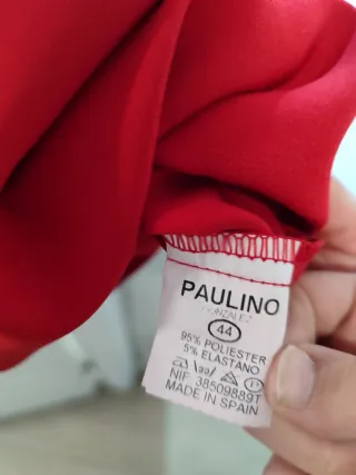 Vestido fiesta rojo manga transparente