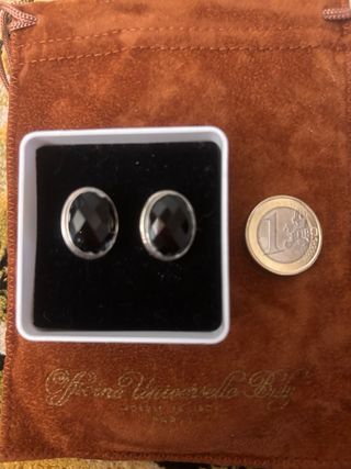Pendientes Plata 925 Onix Negro Ovalados