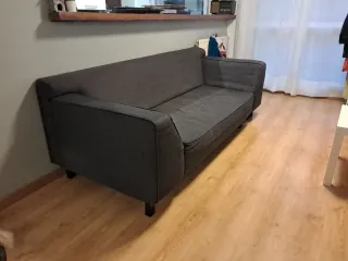 Sofá 3 plazas gris moderno 220 cm ancho 90 cm prof