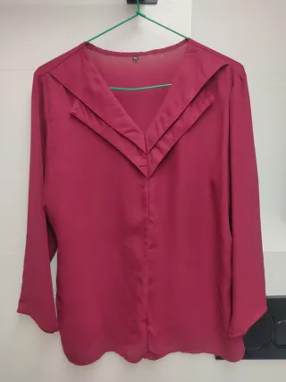 Camisa Gasa Transparente Burdeos Talla XL