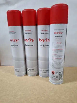 Lote 4 Desodorantes Byly Sin Perfume / sin alcohol
