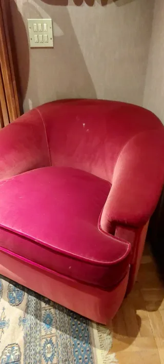 Butaca terciopelo retro roja /granate