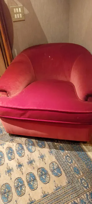 Butaca terciopelo retro roja /granate