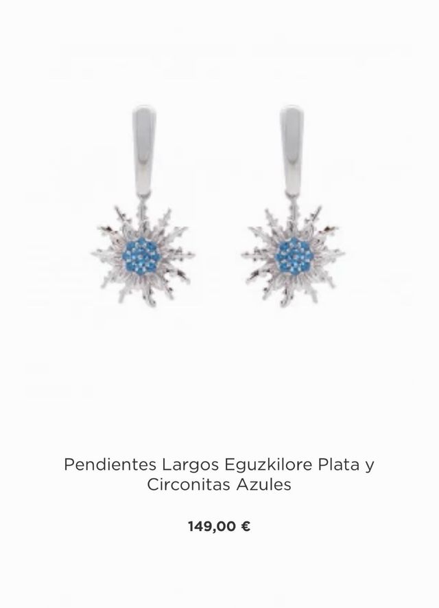 Pendientes Eguskilore Plata Flor circonitas azul