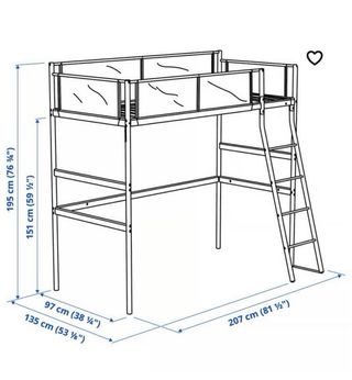 Litera Cama Alta IKEA VITVAL Blanca/Gris