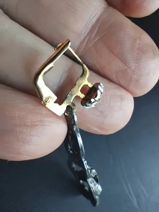 Pendientes largos bisutería negro con strass vinta