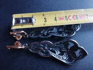 Pendientes largos bisutería negro con strass vinta