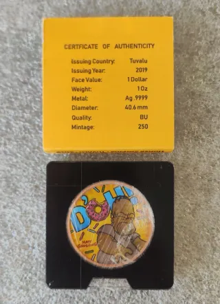 Moneda Onza Plata Homer Simpson DO'H