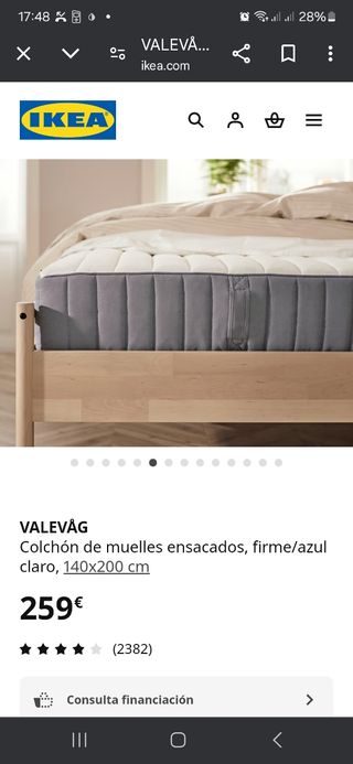 COLCHÓN IKEA VALEVAG 140 X 200