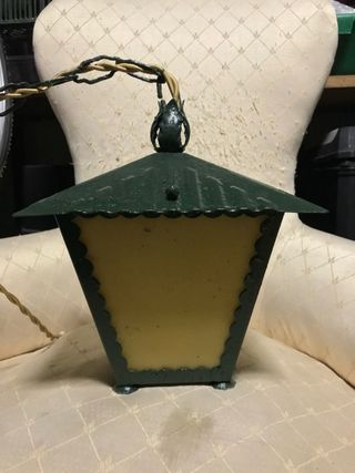 Lampada tipo lanterna vintage ferro verde e giallo