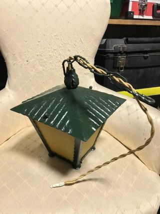 Lampada tipo lanterna vintage ferro verde e giallo