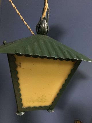 Lampada tipo lanterna vintage ferro verde e giallo