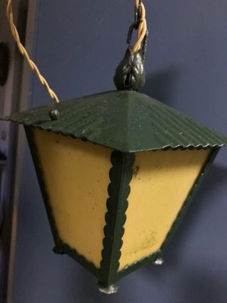 Lampada tipo lanterna vintage ferro verde e giallo