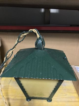 Lampada tipo lanterna vintage ferro verde e giallo