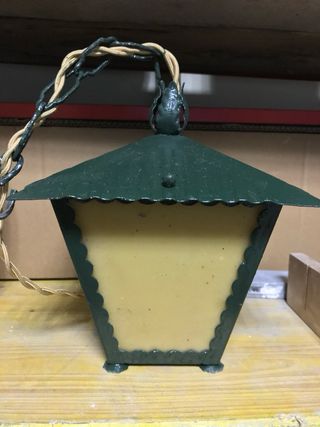 Lampada tipo lanterna vintage ferro verde e giallo